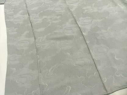 平和屋着物●上質な色無地　雲取り地紋　蕎麦切色　正絹　逸品　AABJ4704fy