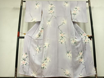 平和屋着物●二代目清次郎　手描き　小紋　草花文　暈し染め　正絹　逸品　AABJ4705fy