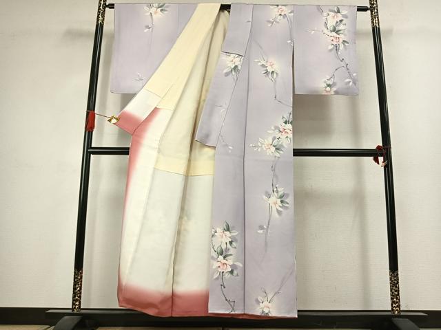 平和屋着物●二代目清次郎　手描き　小紋　草花文　暈し染め　正絹　逸品　AABJ4705fy