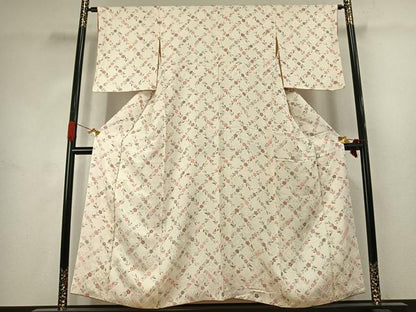 平和屋着物●上質な小紋　草花文　正絹　逸品　AABJ4707fy