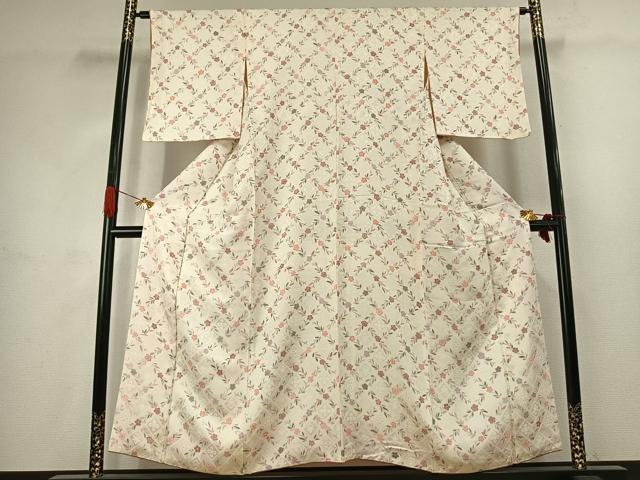 平和屋着物●上質な小紋　草花文　正絹　逸品　AABJ4707fy