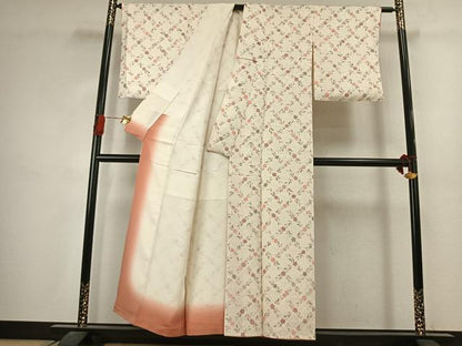 平和屋着物●上質な小紋　草花文　正絹　逸品　AABJ4707fy