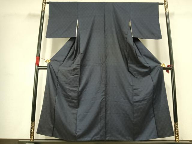 平和屋着物●上質な紬　市松文様　正絹　逸品　AABJ4708fy