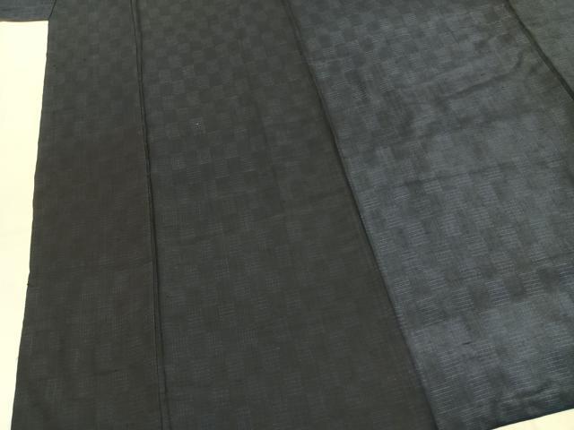 平和屋着物●上質な紬　市松文様　正絹　逸品　AABJ4708fy