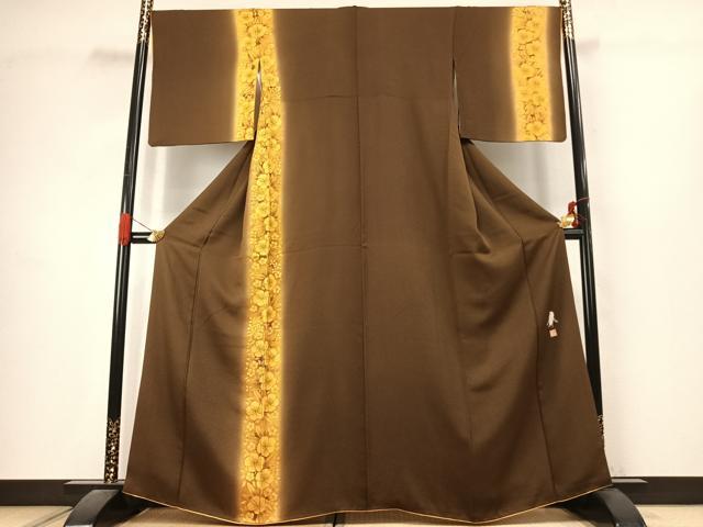 平和屋着物●東京友禅　菅有鬼一　訪問着　草花間道　暈し染め　正絹　逸品　未使用　AABJ4709fy