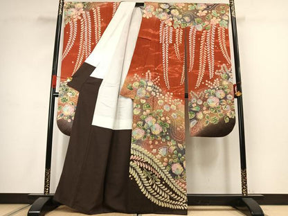 平和屋着物●豪華振袖　作家物　絞り　辻が花　暈し染め　金通し地　正絹　逸品　AABJ4710fy
