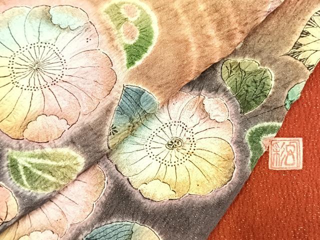 平和屋着物●豪華振袖　作家物　絞り　辻が花　暈し染め　金通し地　正絹　逸品　AABJ4710fy