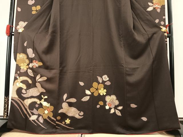 平和屋着物●豪華振袖　総絞り　駒刺繍　兎花文　金彩　正絹　逸品　AABJ4713fy