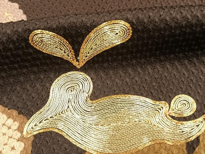 平和屋着物●豪華振袖　総絞り　駒刺繍　兎花文　金彩　正絹　逸品　AABJ4713fy