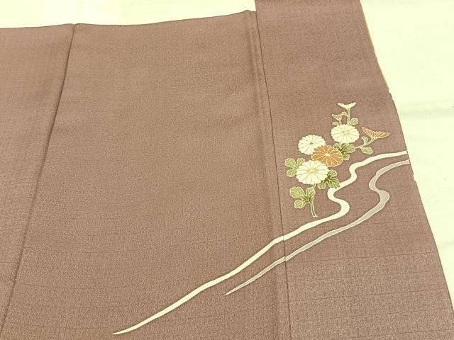 平和屋着物●豪華色留袖　刺繍　草花文　金糸　金彩　正絹　逸品　AABJ4714fy