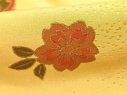 平和屋着物●長襦袢　無双仕立て　草花文　金彩　正絹　逸品　AABJ4715fy