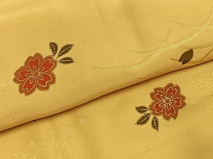 平和屋着物●長襦袢　無双仕立て　草花文　金彩　正絹　逸品　AABJ4715fy