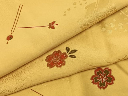 平和屋着物●長襦袢　無双仕立て　草花文　金彩　正絹　逸品　AABJ4715fy