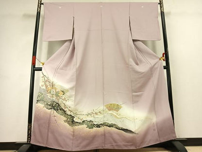 平和屋着物●豪華色留袖　作家物　寿光織　地紙花文　暈し染め　金銀糸　正絹　逸品　AABJ4717fy