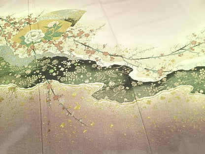 平和屋着物●豪華色留袖　作家物　寿光織　地紙花文　暈し染め　金銀糸　正絹　逸品　AABJ4717fy