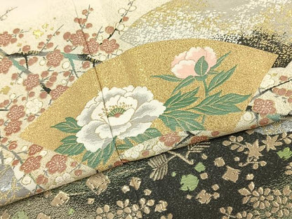 平和屋着物●豪華色留袖　作家物　寿光織　地紙花文　暈し染め　金銀糸　正絹　逸品　AABJ4717fy