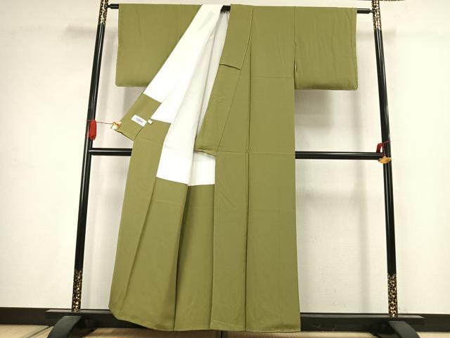 平和屋着物●上質な色無地　青丹色　正絹　逸品　未使用　AABJ4719fy