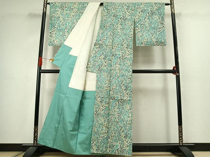 平和屋着物●本場染大島紬　手描き　枝梅文　正絹　逸品　AABJ4720fy