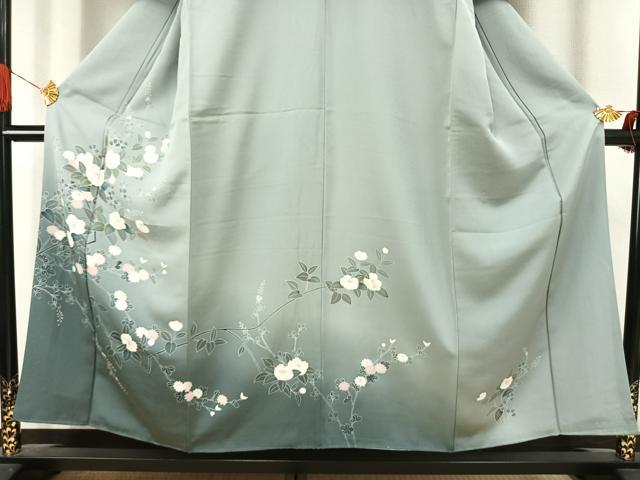 平和屋着物●訪問着　友禅　枝花文　暈し染め　正絹　逸品　AABJ4722fy