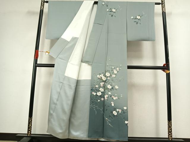 平和屋着物○訪問着 友禅 枝花文 暈し染め 正絹 逸品 AABJ4722fy
