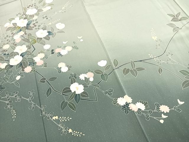 平和屋着物●訪問着　友禅　枝花文　暈し染め　正絹　逸品　AABJ4722fy