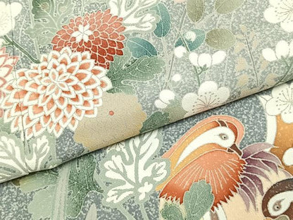 平和屋着物●訪問着　友禅　花鳥文　暈し染め　正絹　逸品　AABJ4723fy