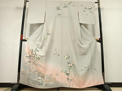 平和屋着物●訪問着　友禅　作家物　枝花文　暈し染め　正絹　逸品　AABJ4727fy
