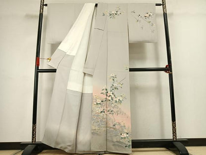 平和屋着物●訪問着　友禅　作家物　枝花文　暈し染め　正絹　逸品　AABJ4727fy