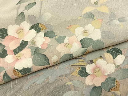 平和屋着物●訪問着　友禅　作家物　枝花文　暈し染め　正絹　逸品　AABJ4727fy