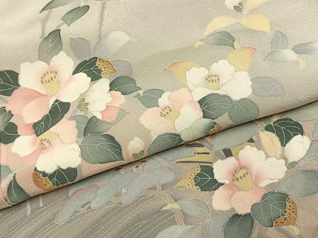 平和屋着物●訪問着　友禅　作家物　枝花文　暈し染め　正絹　逸品　AABJ4727fy
