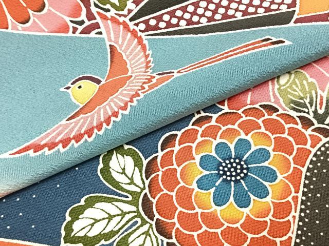 平和屋着物●豪華振袖　紅型　花鳥文　暈し染め　正絹　逸品　AABJ4733fy
