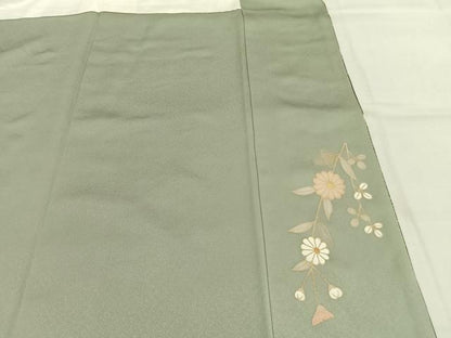 平和屋着物●訪問着　駒刺繍　花蝶文　暈し染め　金彩　正絹　逸品　AABJ4736fy
