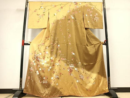 平和屋着物●訪問着　花蝶文　暈し染め　金銀彩　やまと誂製　正絹　逸品　AABJ4739fy