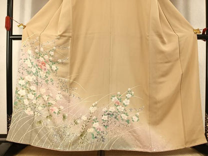 平和屋着物●訪問着　友禅　枝花文　暈し染め　金銀彩　正絹　逸品　AABJ4740fy