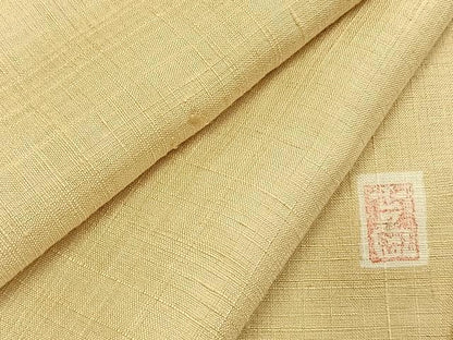平和屋着物●染司よしおか　五代目　吉岡幸雄　紬　色無地　砥粉色　正絹　逸品　AABJ4741fy