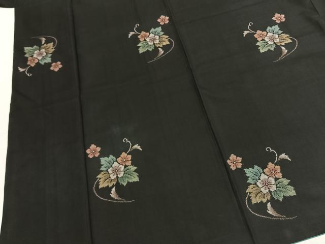 平和屋着物●本場大島紬　純泥染　手織　草花文　黒地　当田安憲作　やまと誂製　証紙付き　正絹　逸品　AABJ4743fy