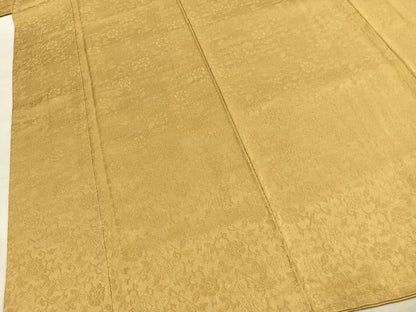 平和屋着物●ファッションブランド　CELINE　セリーヌ　色無地　花唐草地紋　黄朽葉色　正絹　逸品　未使用　AABJ4746fy