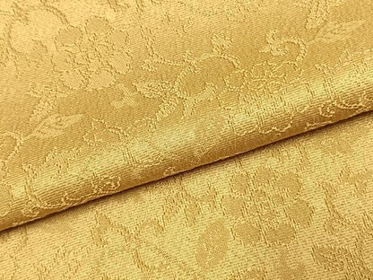 平和屋着物●ファッションブランド　CELINE　セリーヌ　色無地　花唐草地紋　黄朽葉色　正絹　逸品　未使用　AABJ4746fy