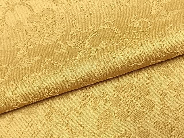 平和屋着物●ファッションブランド　CELINE　セリーヌ　色無地　花唐草地紋　黄朽葉色　正絹　逸品　未使用　AABJ4746fy