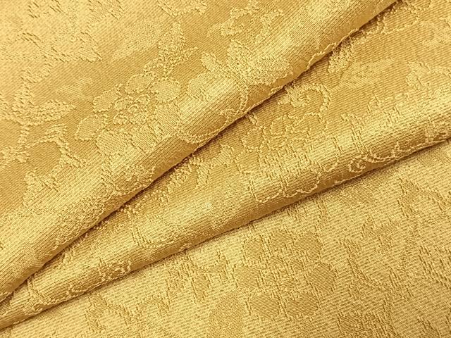 平和屋着物●ファッションブランド　CELINE　セリーヌ　色無地　花唐草地紋　黄朽葉色　正絹　逸品　未使用　AABJ4746fy