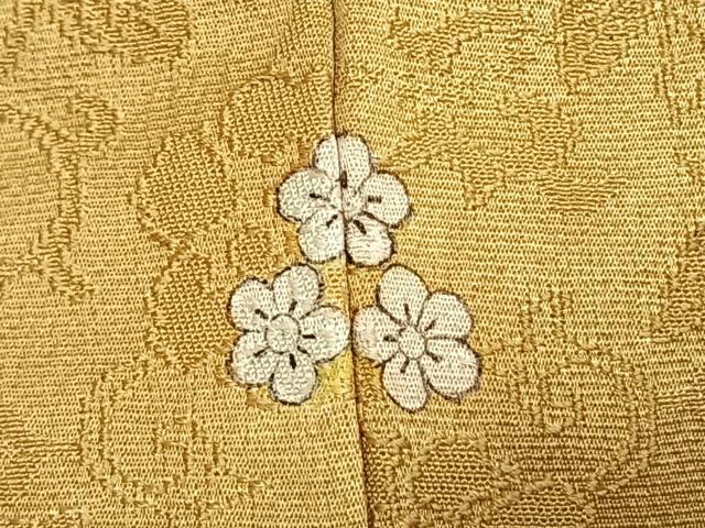 平和屋着物●ファッションブランド　CELINE　セリーヌ　色無地　花唐草地紋　黄朽葉色　正絹　逸品　未使用　AABJ4746fy