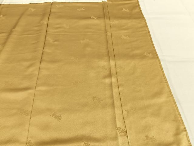 平和屋着物●ファッションブランド　CELINE　セリーヌ　色無地　花唐草地紋　黄朽葉色　正絹　逸品　未使用　AABJ4746fy