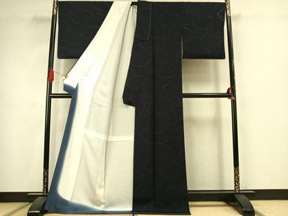 平和屋着物●上質な小紋　流水文　ロング丈　正絹　逸品　未使用　AABJ4747fy