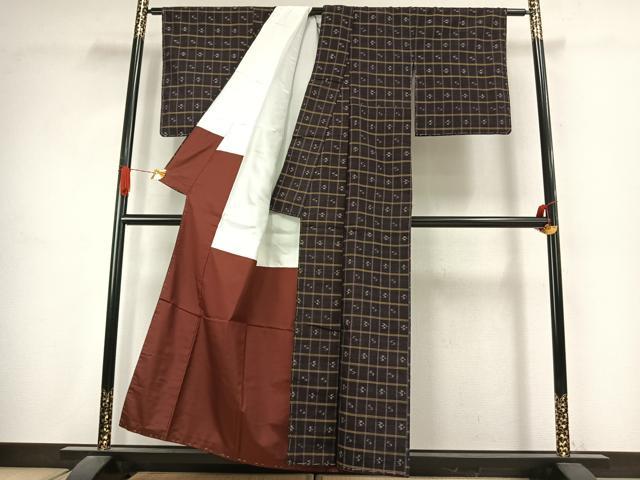 平和屋着物●本場琉球絣　紬　正絹　逸品　未使用　AABJ4748fy