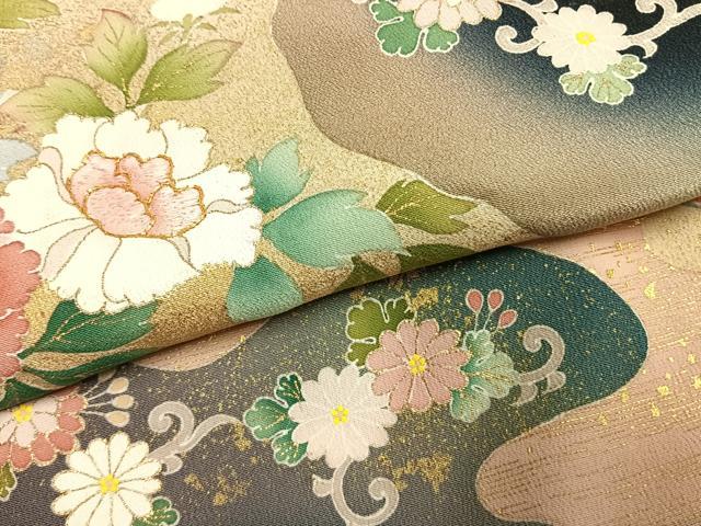 平和屋着物●京友禅の第一人者　松井青々　黒留袖　駒刺繍　道長花文　暈し染め　金銀彩　正絹　逸品　AABJ4750fy