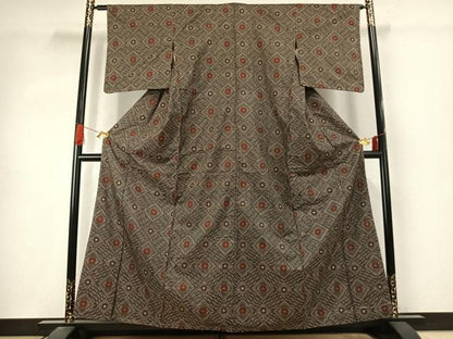 平和屋着物●本場大島紬　龍郷絣　正絹　逸品　AABJ4753fy