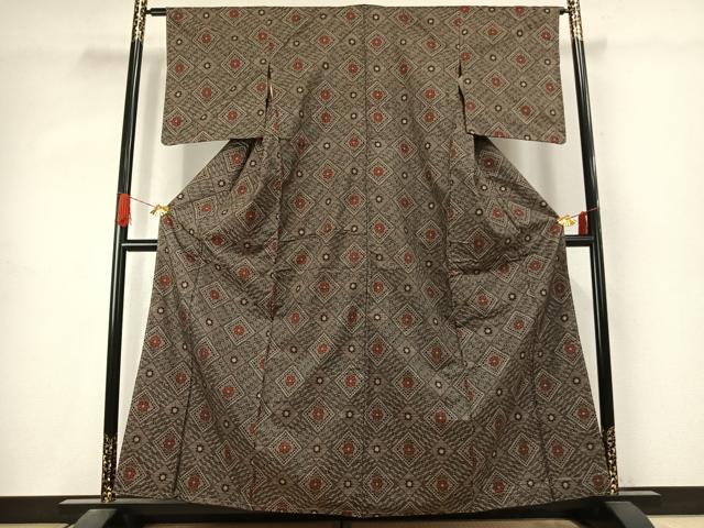 平和屋着物●本場大島紬　龍郷絣　正絹　逸品　AABJ4753fy