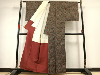 平和屋着物●本場大島紬　龍郷絣　正絹　逸品　AABJ4753fy