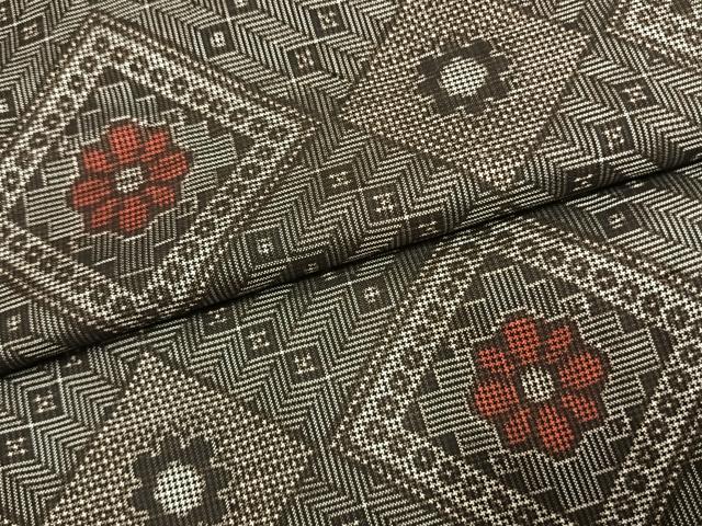 平和屋着物●本場大島紬　龍郷絣　正絹　逸品　AABJ4753fy