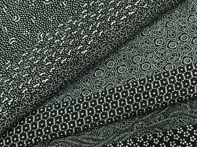平和屋着物●江戸小紋　作家物　横段文　黒地　正絹　逸品　未使用　AABJ4755fy
